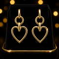 Open Heart Drop Earrings 9ct Yellow Gold Plated Hallmarked Brand New Boxed
