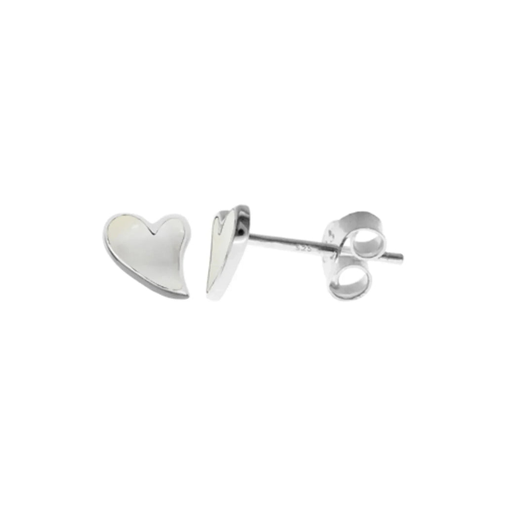 Curved Natural Heart Pearl Earrings Sterling Silver 925 Hallmarked British Made