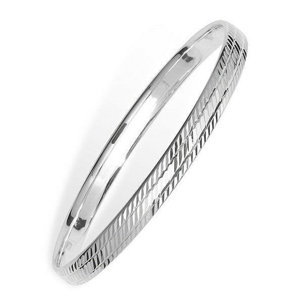 Sterling Silver Bangle Diamond Cut British Made Hallmarked Brand New 