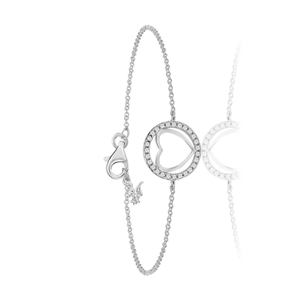 Heart Halo Station Bracelet Sterling Silver 925 Hallmarked Brand New Boxed