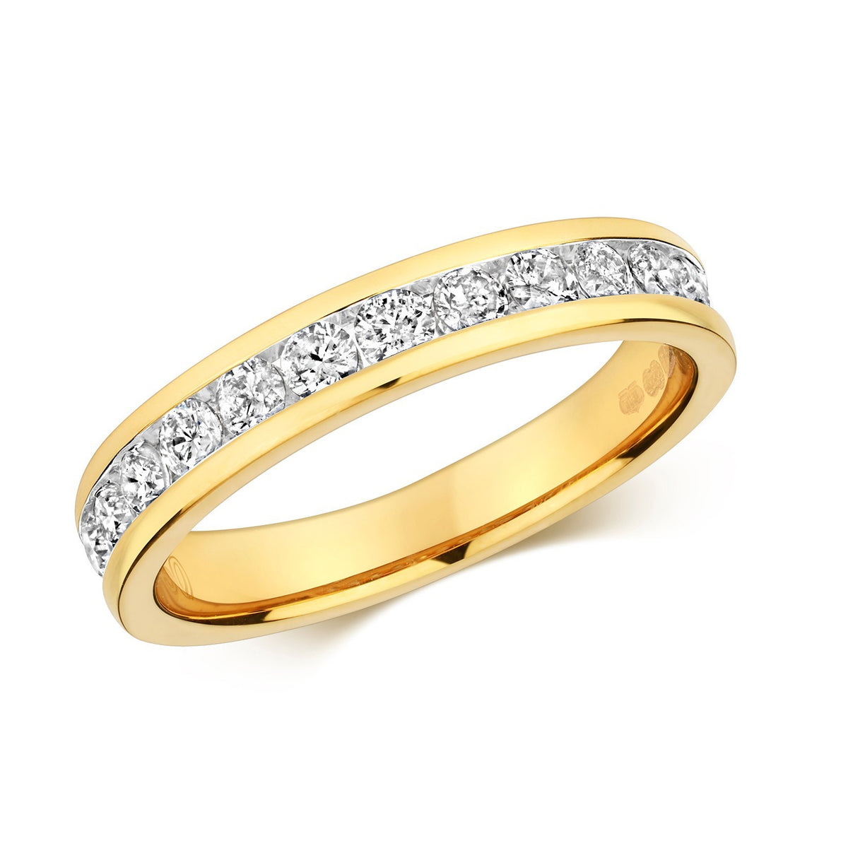 12 Natural Diamond Eternity Ring 18ct Yellow Gold Hallmarked Sizes J - Q