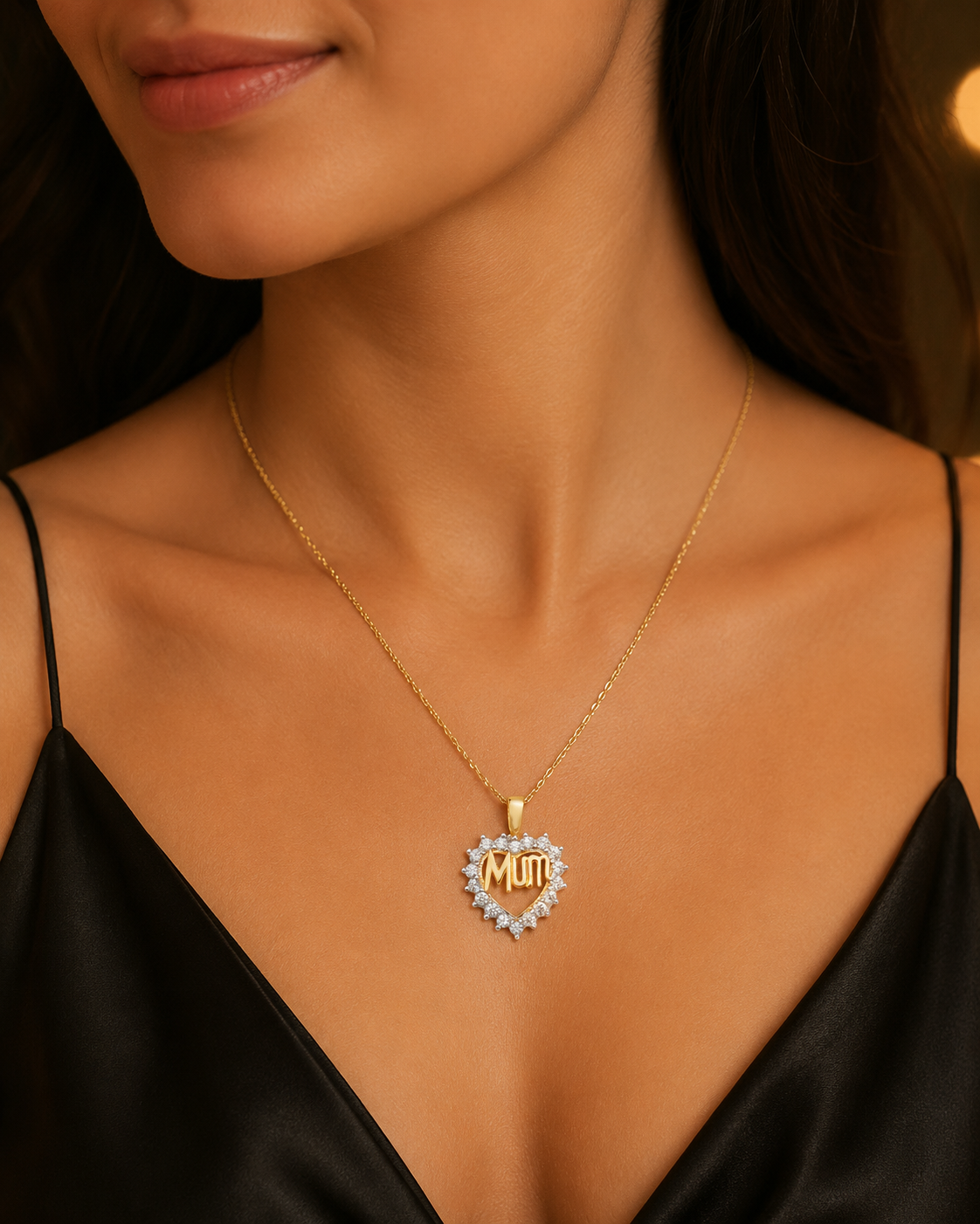 Halo Mum Heart 9ct Yellow Gold Pendant 375 Hallmarked All Chain Lengths