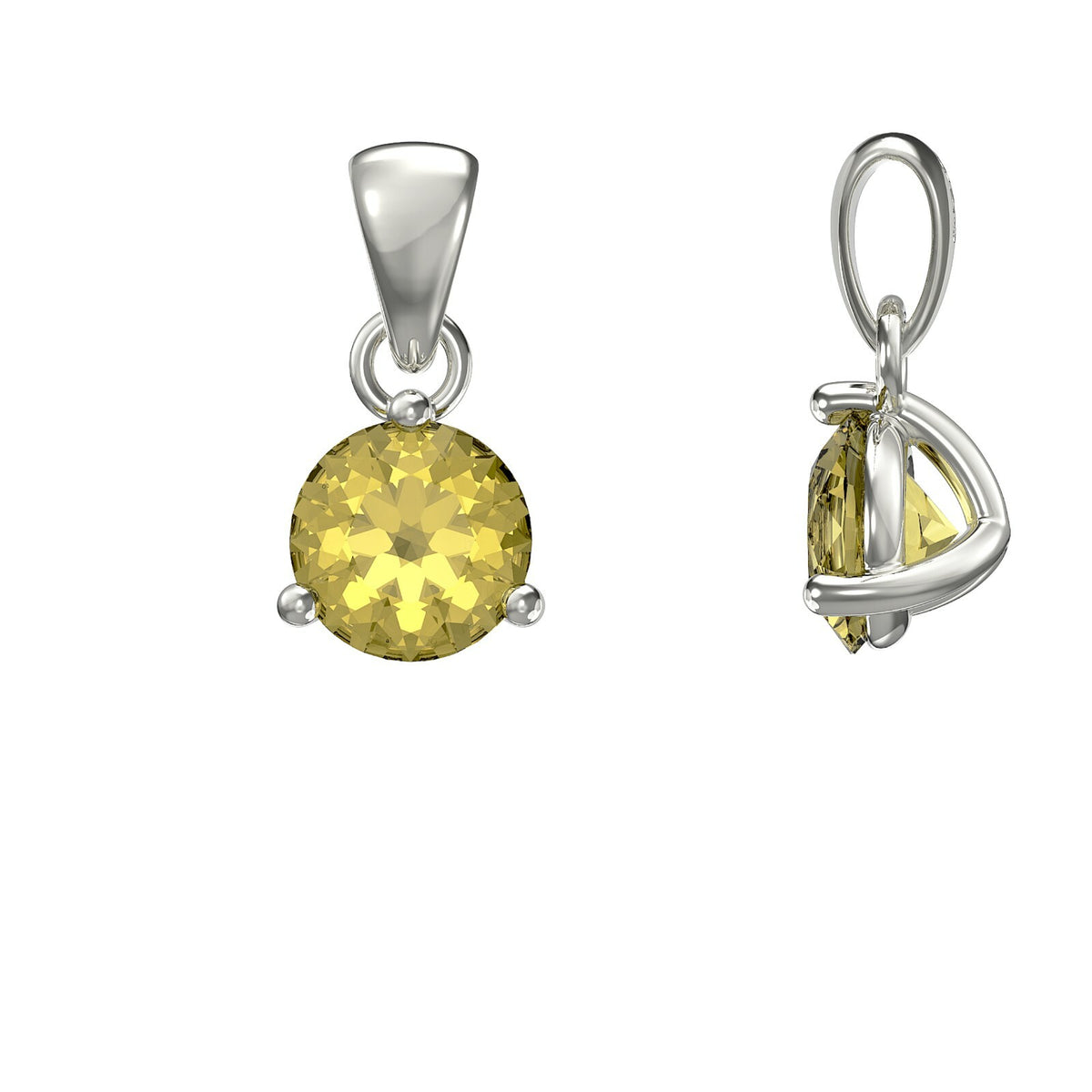 Sterling Silver Citrine Pendant Hallmarked British Made All Chain Lengths