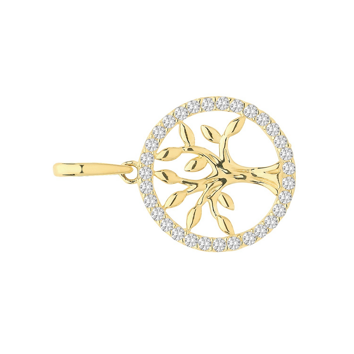 Stone Set Tree Of Life Pendant 9ct Yellow Gold 375 Hallmarked All Chain Lengths