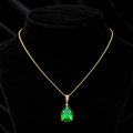 Yellow Gold Emerald Teadrop Pendant Hallmarked British Made All Chain Lengths