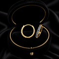 9ct Yellow Gold Sapphire Hoop Earrings British Made 375 Hallmark Brand New Boxed