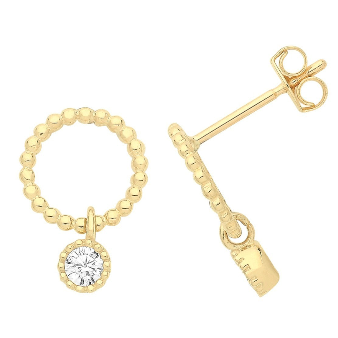Flush Circle Stud Earrings 9ct Yellow Gold 375 Hallmarked Brand New Boxed