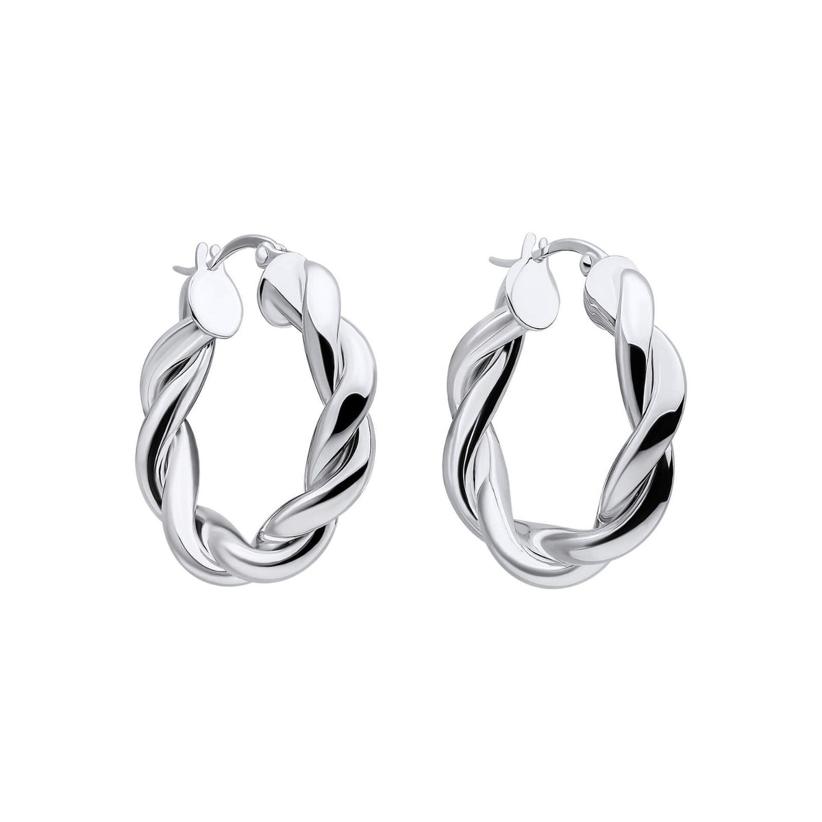Sterling Silver Rope Hoop Earrings 925 Hallmarked British Made Brand New