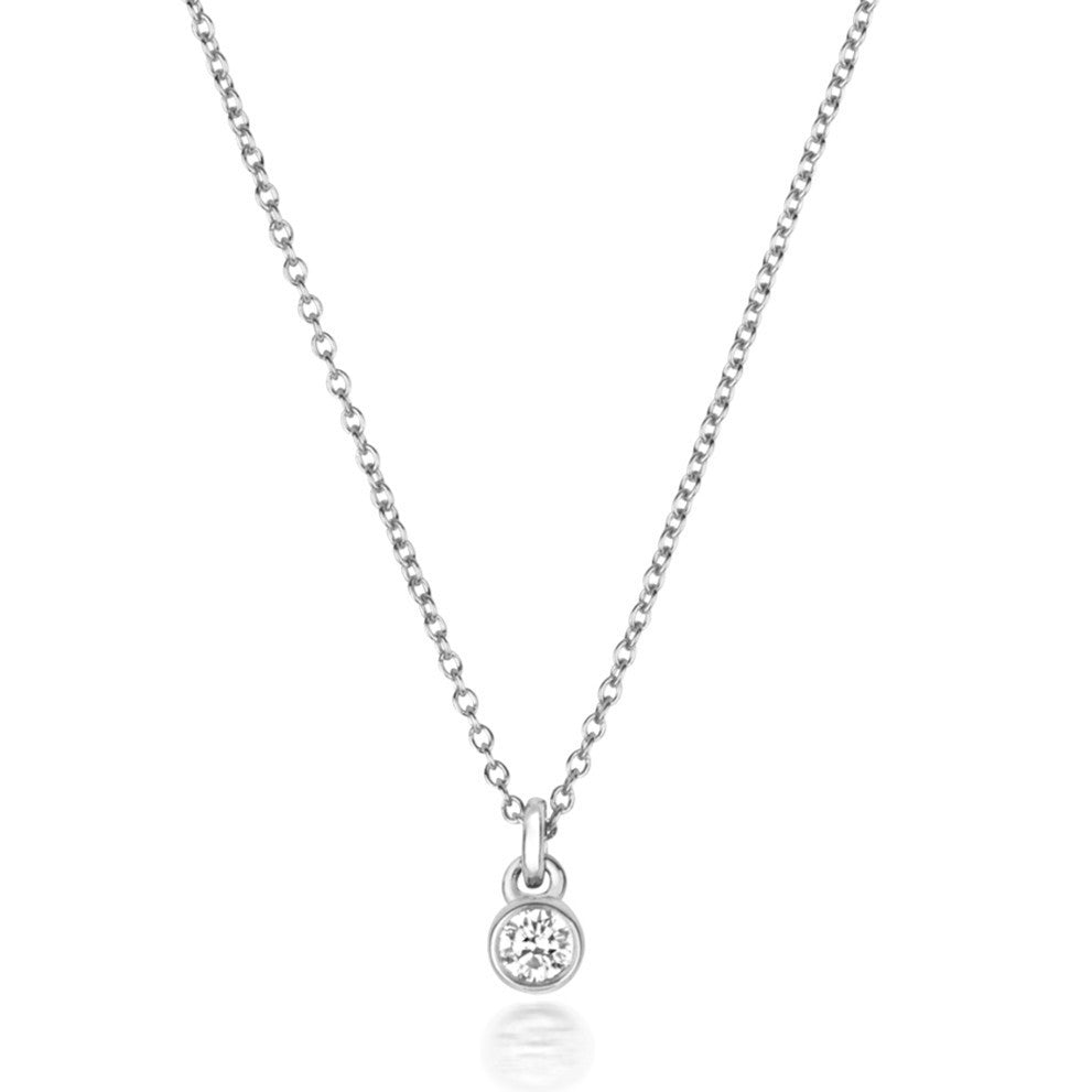 1 Natural Diamond Flush Necklace 18ct White Gold Hallmarked British Made