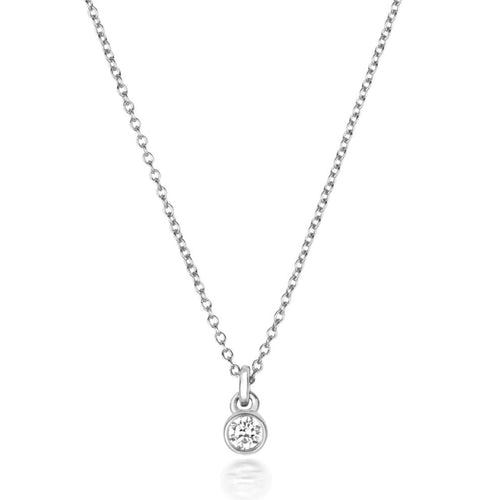 1 Natural Diamond Flush Necklace 18ct White Gold Hallmarked British Made