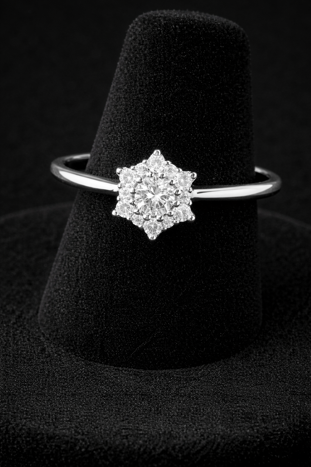 Hexagonal Cluster Ring Sterling Silver 925 Hallmarked British Made Size L - R