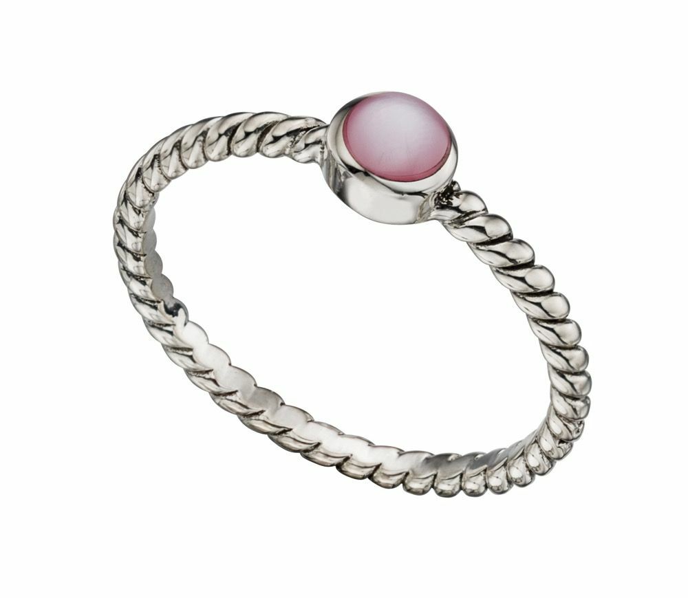 Sterling Silver Pink Mother Of Pearl Ring 925 Hallmarked Size K - S British Made