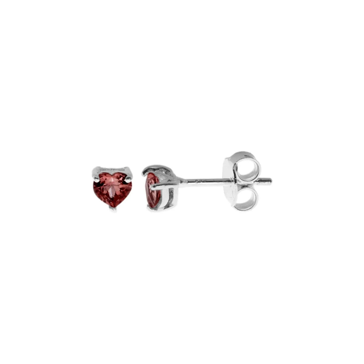 Heart Natural Garnet Stud Earrings Sterling Silver 925 Hallmarked British Made