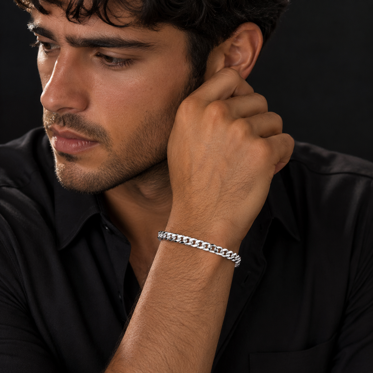 Heavy Gents Solid Sterling Silver Curb Bracelet British Made 925 Hallmarked