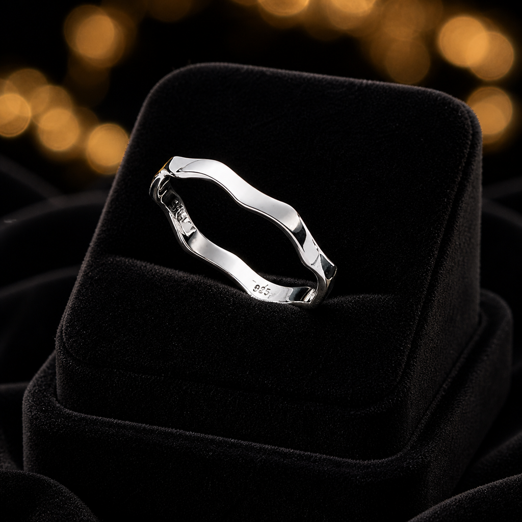 Sterling Silver Wavy Band Ring 925 Hallmarked Size K - S British Made