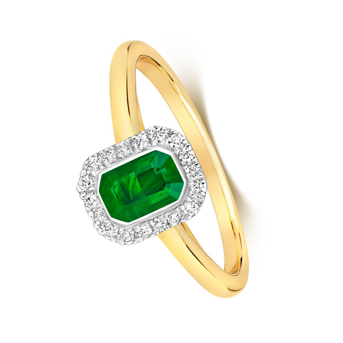 Halo Emerald Diamond Halo Ring 9ct Gold 375 Hallmarked J - Q British Made
