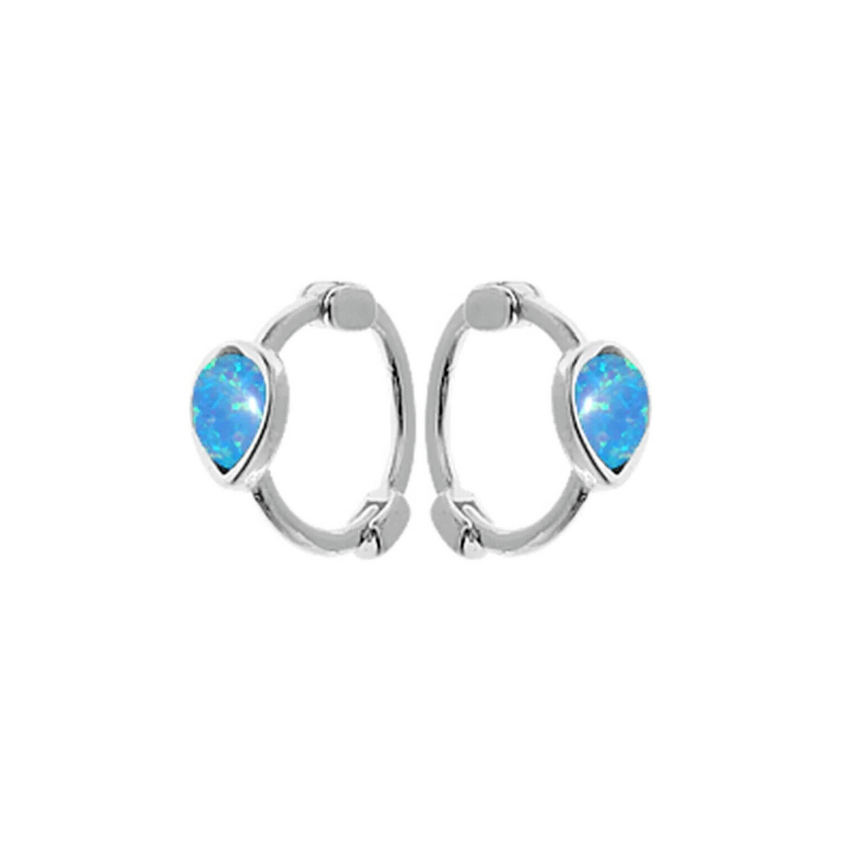 Teardrop Opal Hoop Huggie Earrings Sterling Silver 925 Hallmark Brand New Boxed