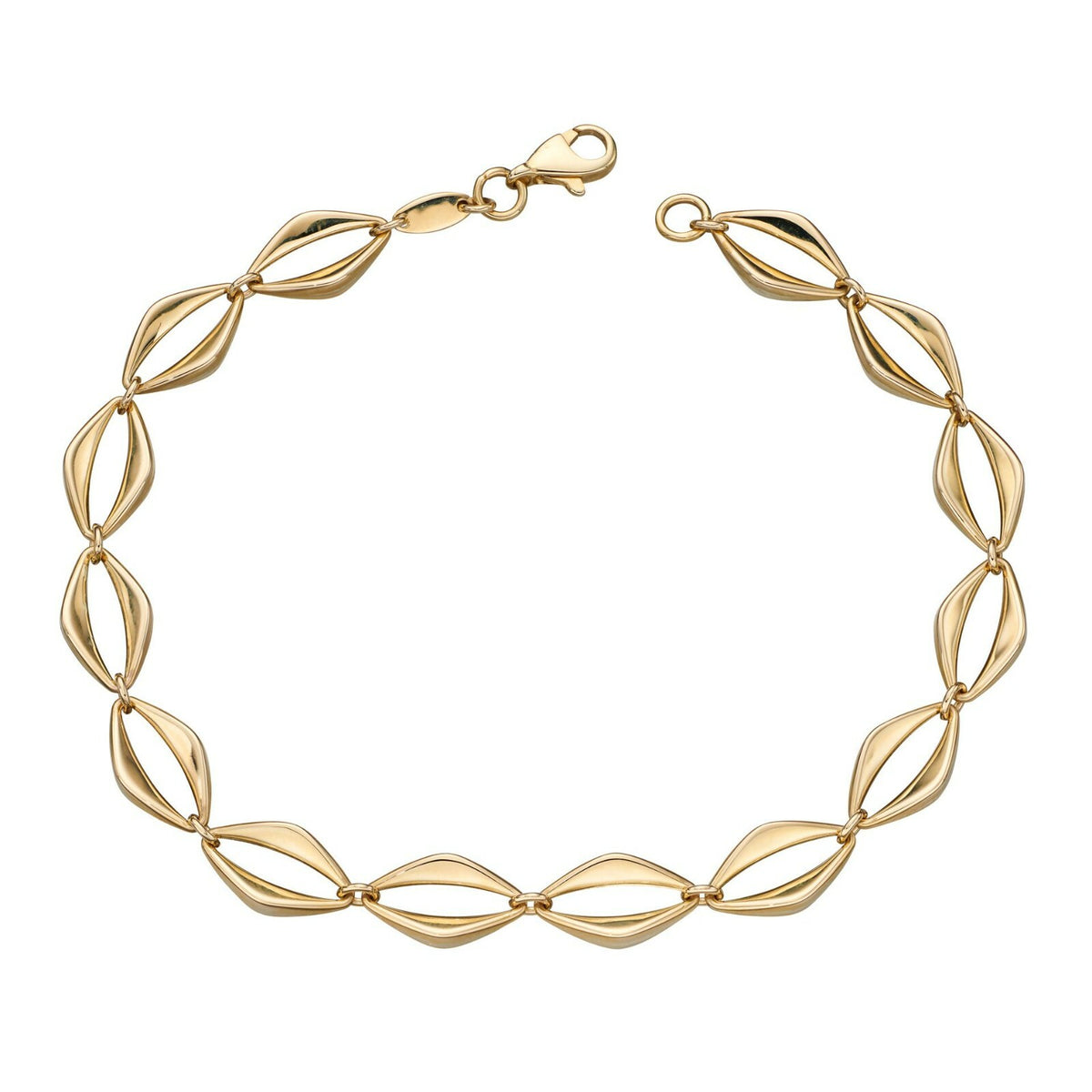 Open Eye Link Bracelet In 9ct Yellow Gold 375 Hallmarked British Made