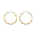 9ct Yellow Gold Sleeper Hoop Earrings 375 Hallmarked 12mm - 14mm Diameter