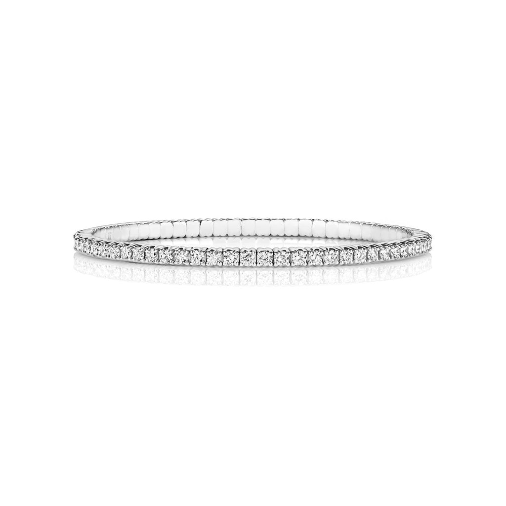 Natural Diamond 18ct White Gold Stretch Bangle 375 Hallmarked British Made