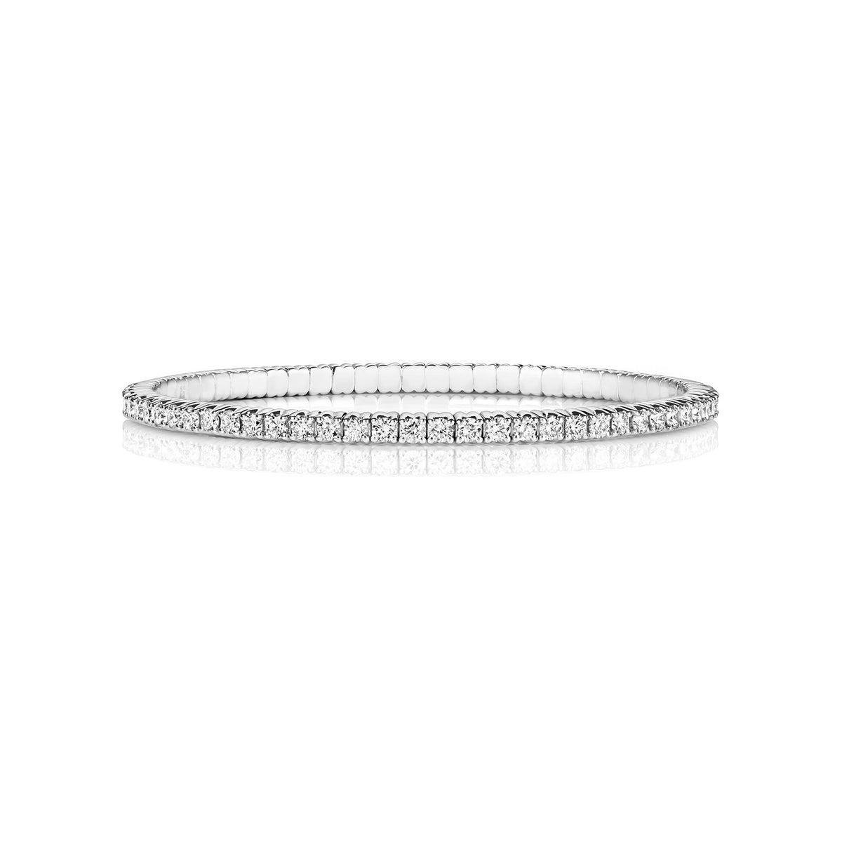 Natural Diamond 18ct White Gold Stretch Bangle 375 Hallmarked British Made