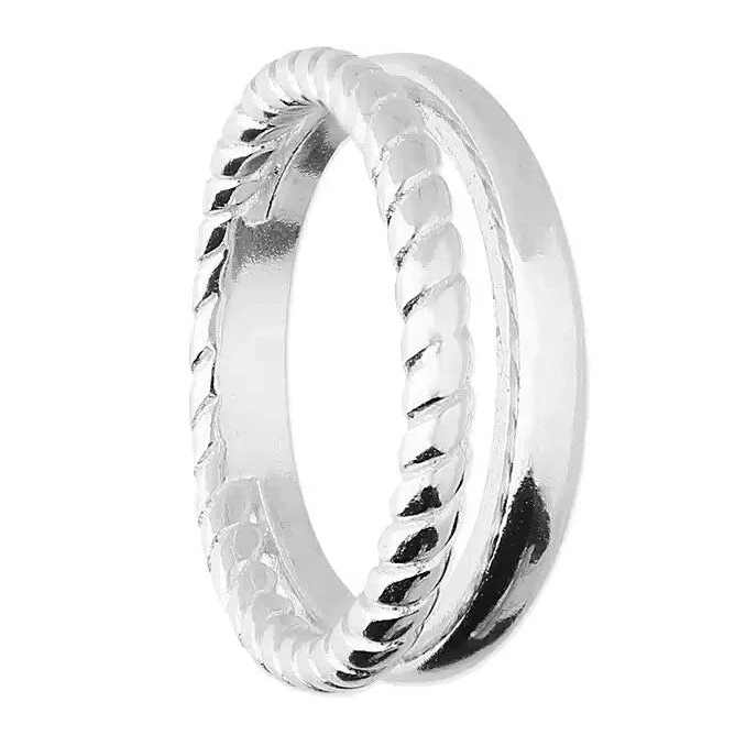 Double Band Ring Sterling Silver 925 Hallmarked British Made Size M - R