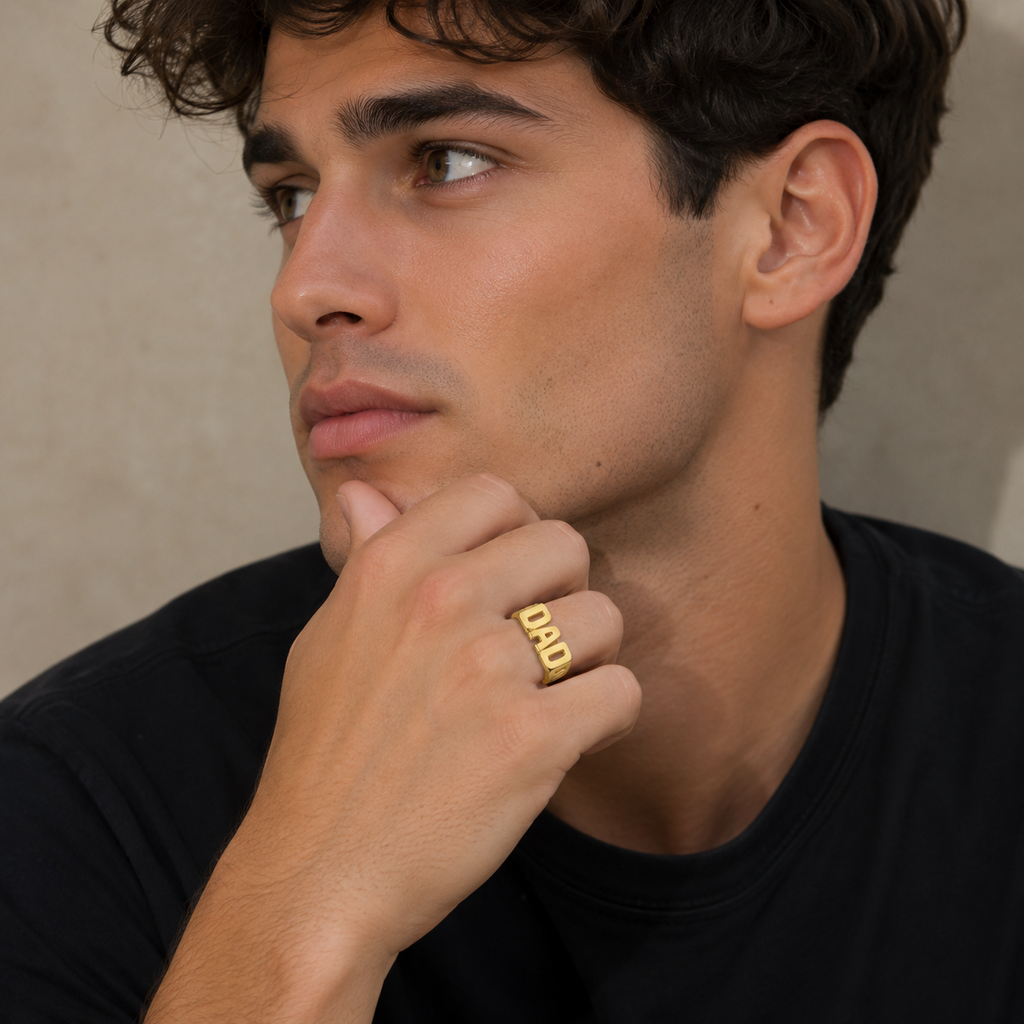 Dad Ring 9ct Yellow Gold Hallmarked Sizes British Made Q - Z