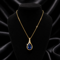 Flush Teardrop Sapphire Pendant 9ct Yellow Gold 375 Hallmarked British Made