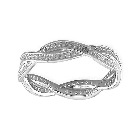Entwined Eternity Ring Sterling Silver 925 Hallmarked British Made Size K - S