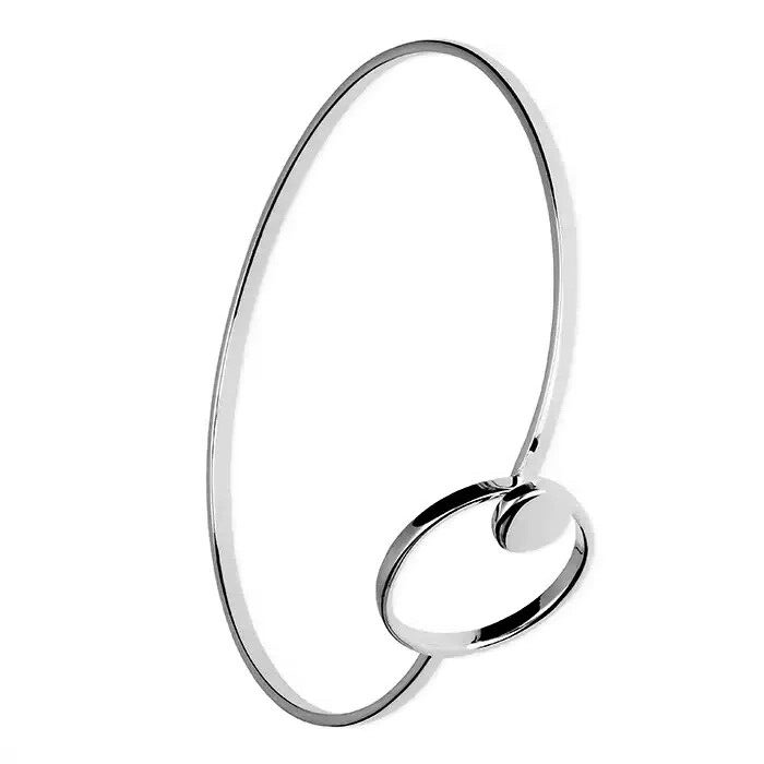 Sterling Silver Bangle Disc Hook British Made 925 Hallmarked Brand New Boxed