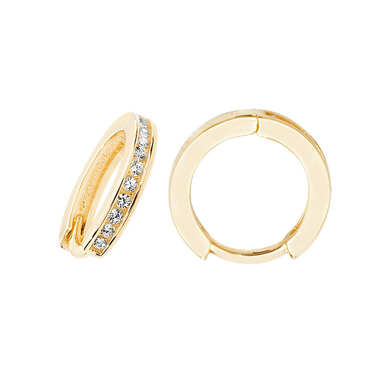 Mens 10 Stone Huggie Hoop Earring 9ct Yellow Gold 375 Hallmarked Brand New