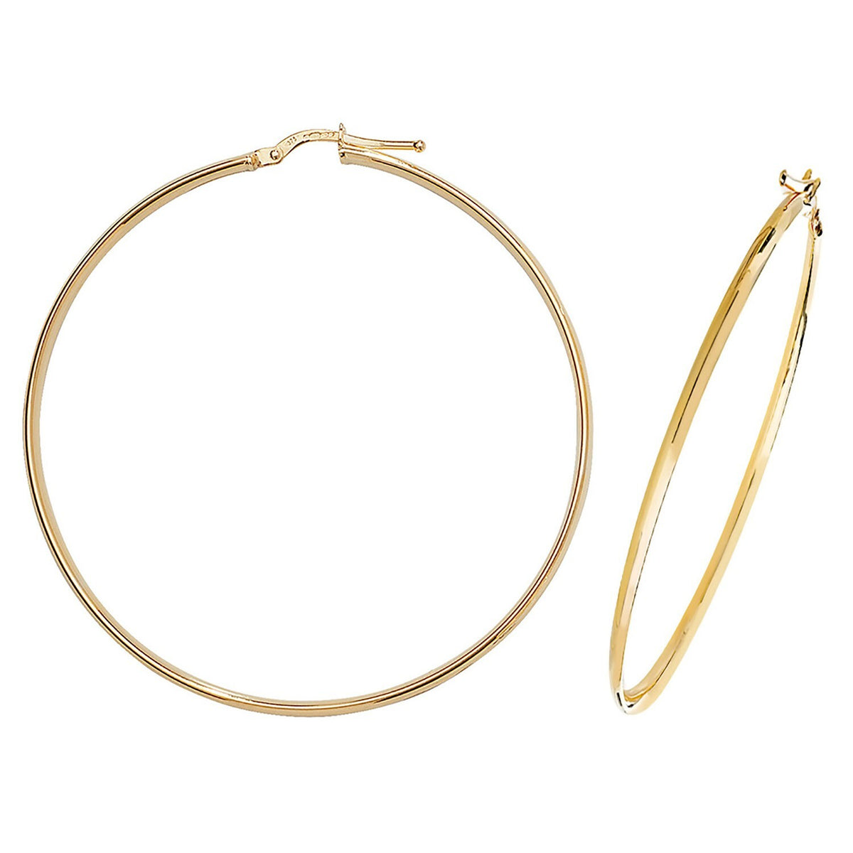 9ct Yellow Gold Hoop Earrings 375 Hallmarked 8mm - 50mm Diameter British Made