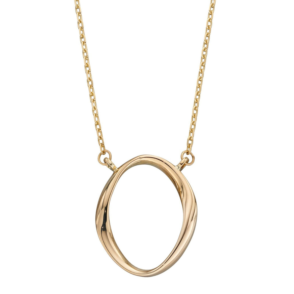 Twist Open Oval Necklace 9ct Yellow Gold 375 Hallmarked British Made Brand New