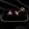 Yellow Gold 3 Stone Amethyst Earrings 9ct 375 Hallmarked New Boxed British Made