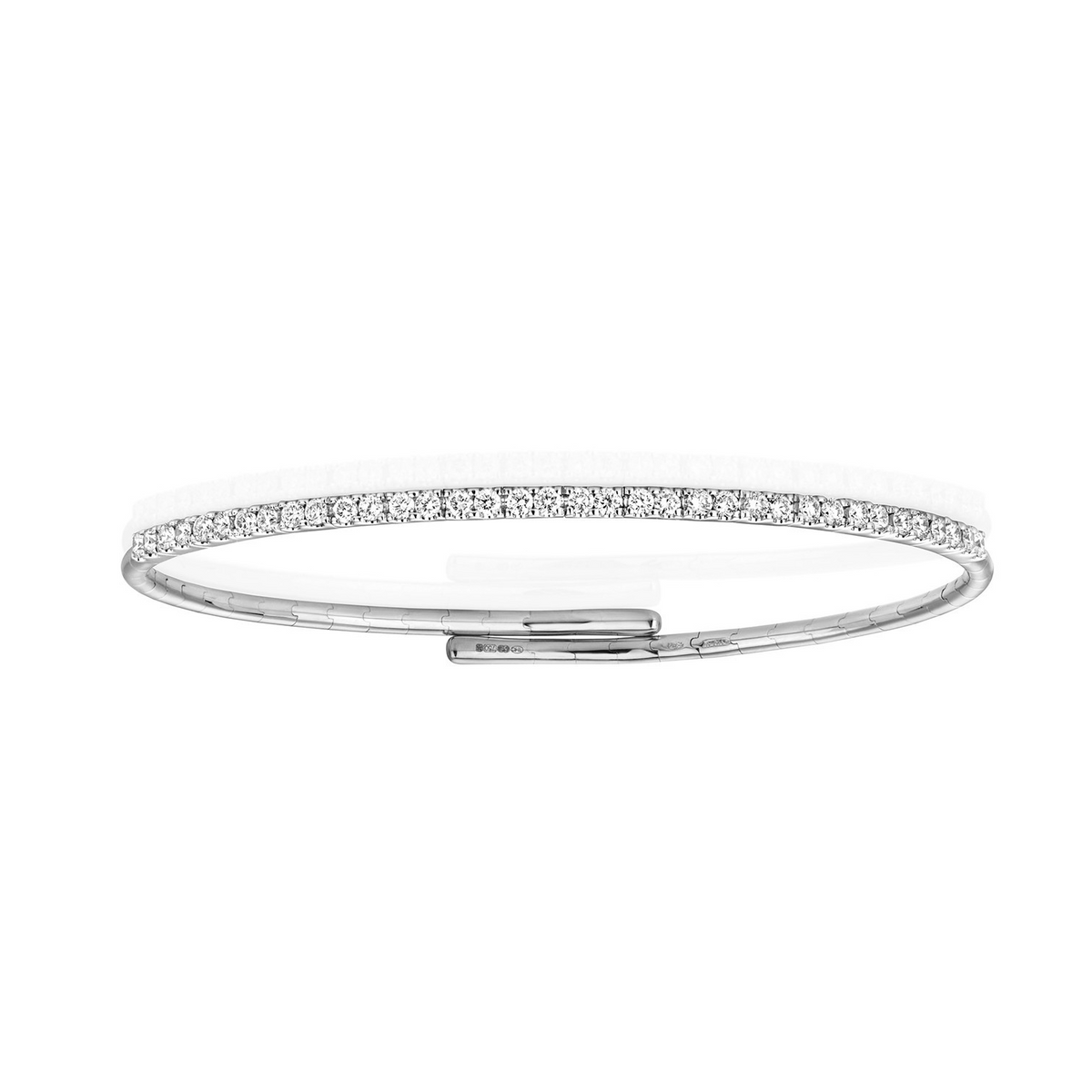 36 Natural Diamond 18ct White Gold Flexible Bangle 375 Hallmarked British Made