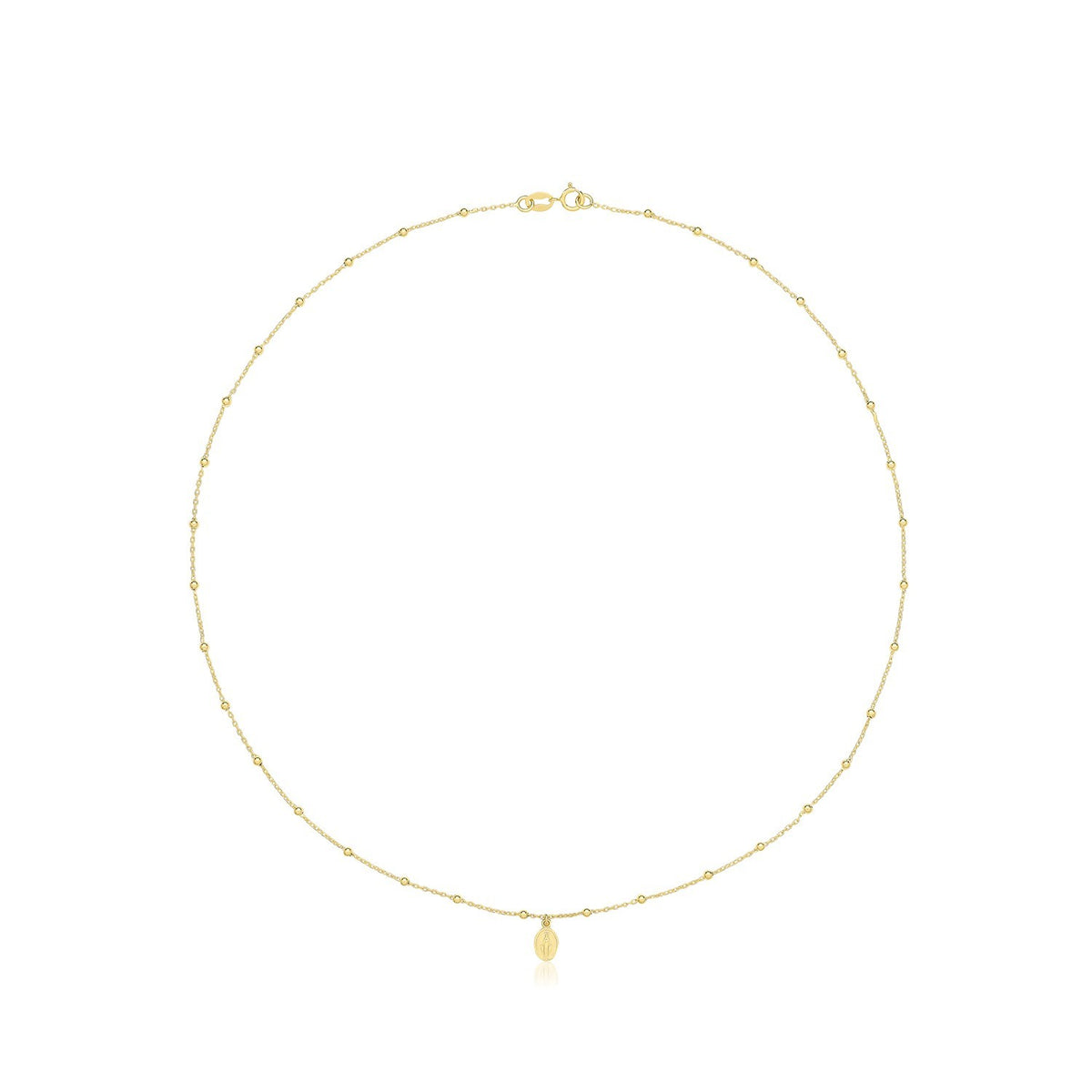 Oval Virgin Mary Necklace 9ct Yellow Gold 375 Hallmarked British Made