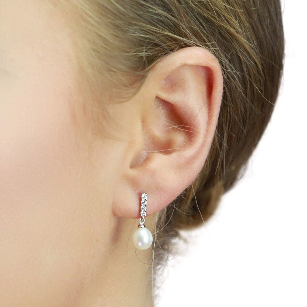 Freshwater Pearl Drop Earrings Sterling Silver 925 Hallmarked Brand New Boxed