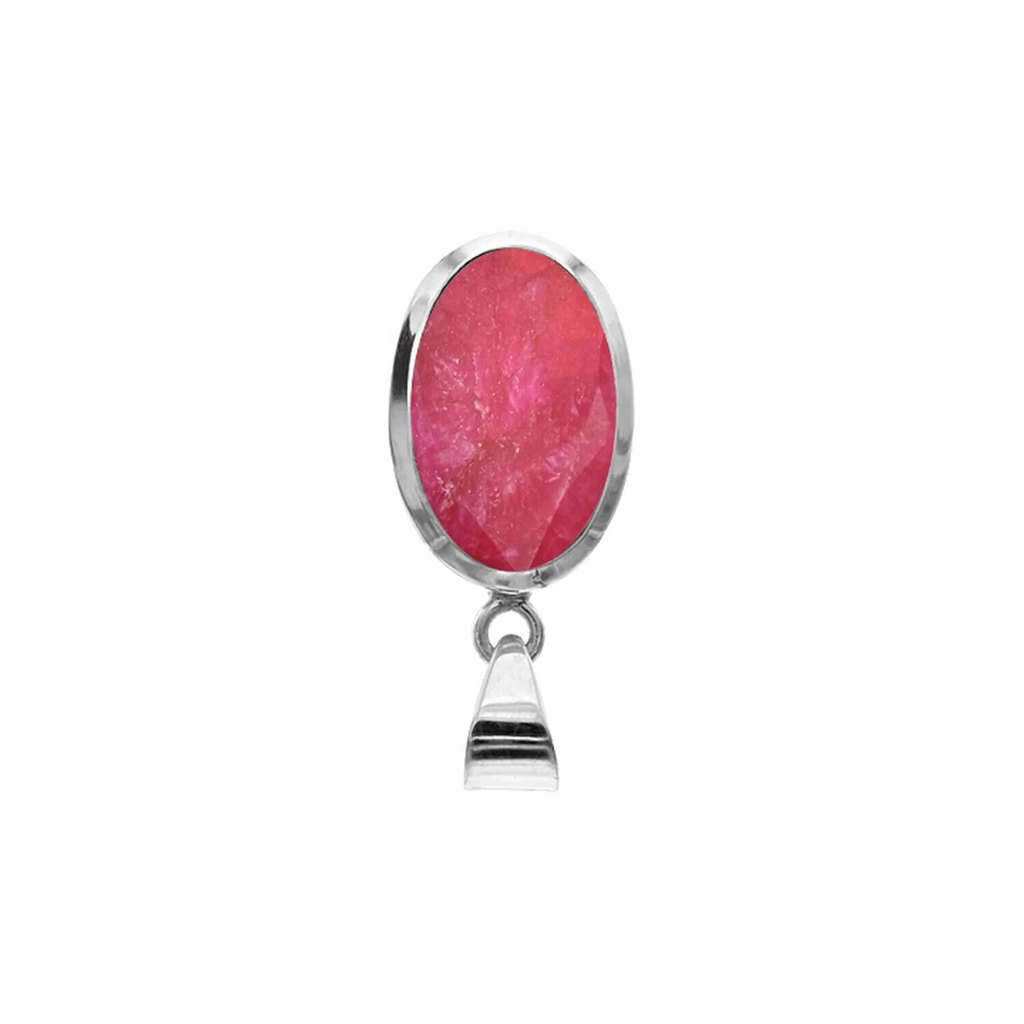 Oval Ruby Quartz Pendant Sterling Silver 925 Hallmarked All Chain Lengths