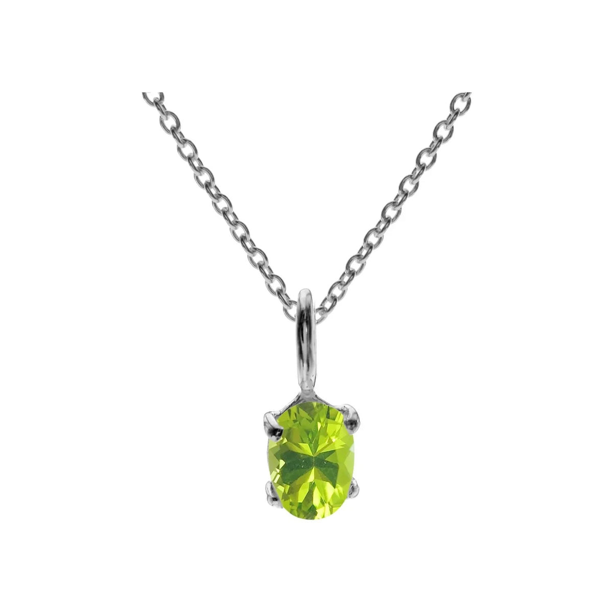 Natural Oval Peridot Necklace Solid Sterling Silver 925 Hallmarked British Made