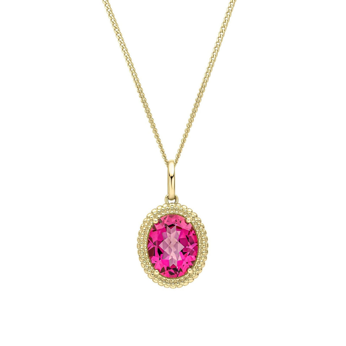 Oval Cut Pink Topaz Pendant & Earrings Set 9ct Yellow Gold 375 Hallmarked