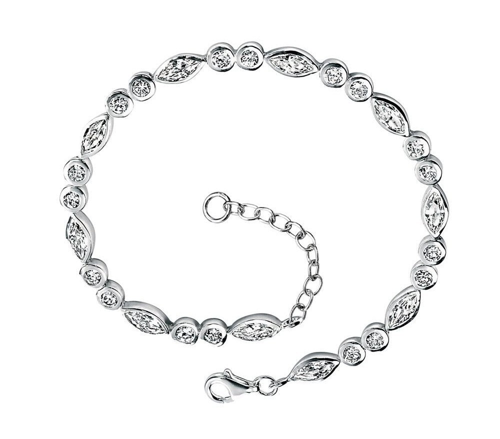 Marquise Zircon Chain Bracelet Sterling Silver 925 Hallmarked Brand New Boxed