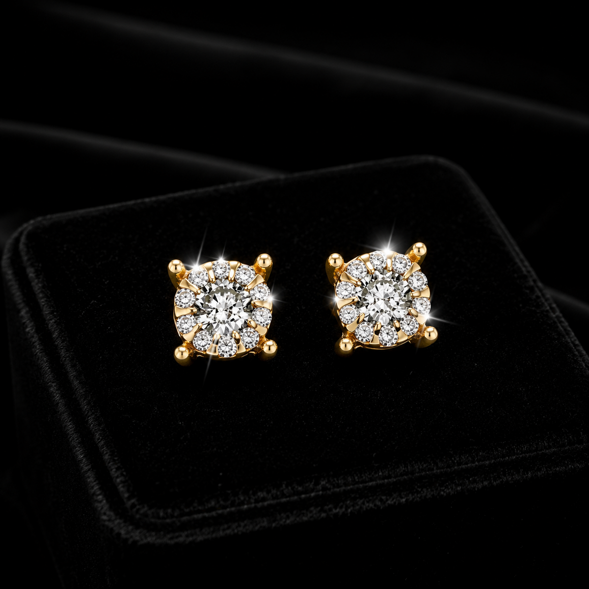 Natural Diamond April Stud Earrings 9ct Yellow Gold 375 Hallmarked British Made