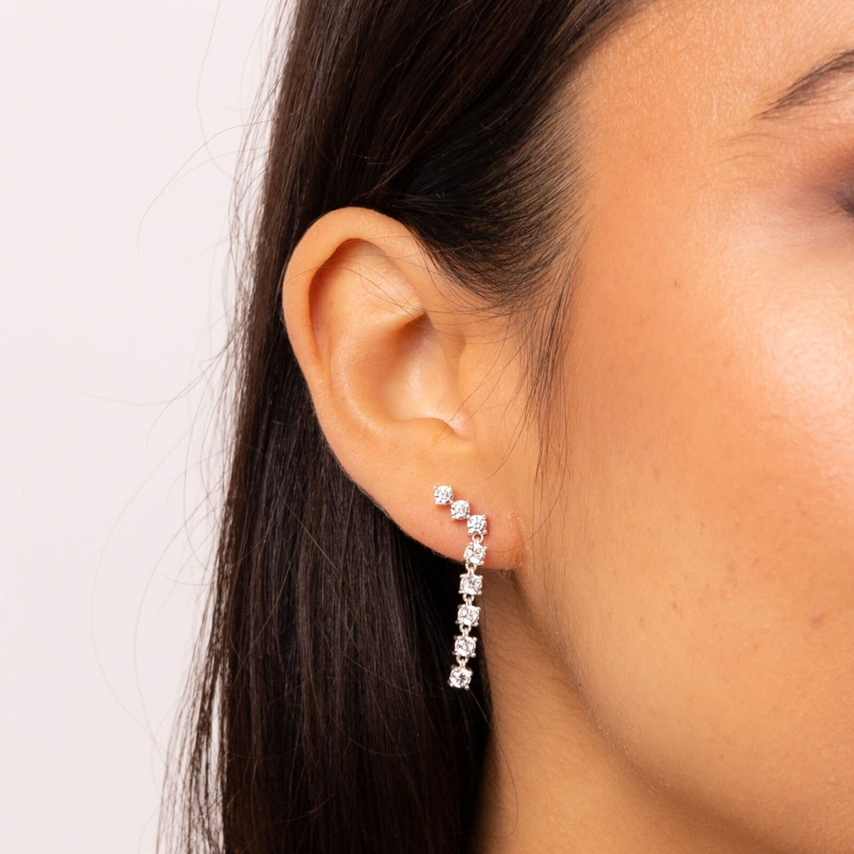 8 Stone Zircon Drop Earrings Sterling Silver 925 Hallmarked Brand New Boxed