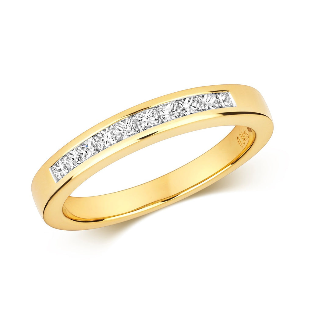 Channel Set Natural Diamond Ring 18ct Yellow Gold 375 Hallmarked Sizes J - Q