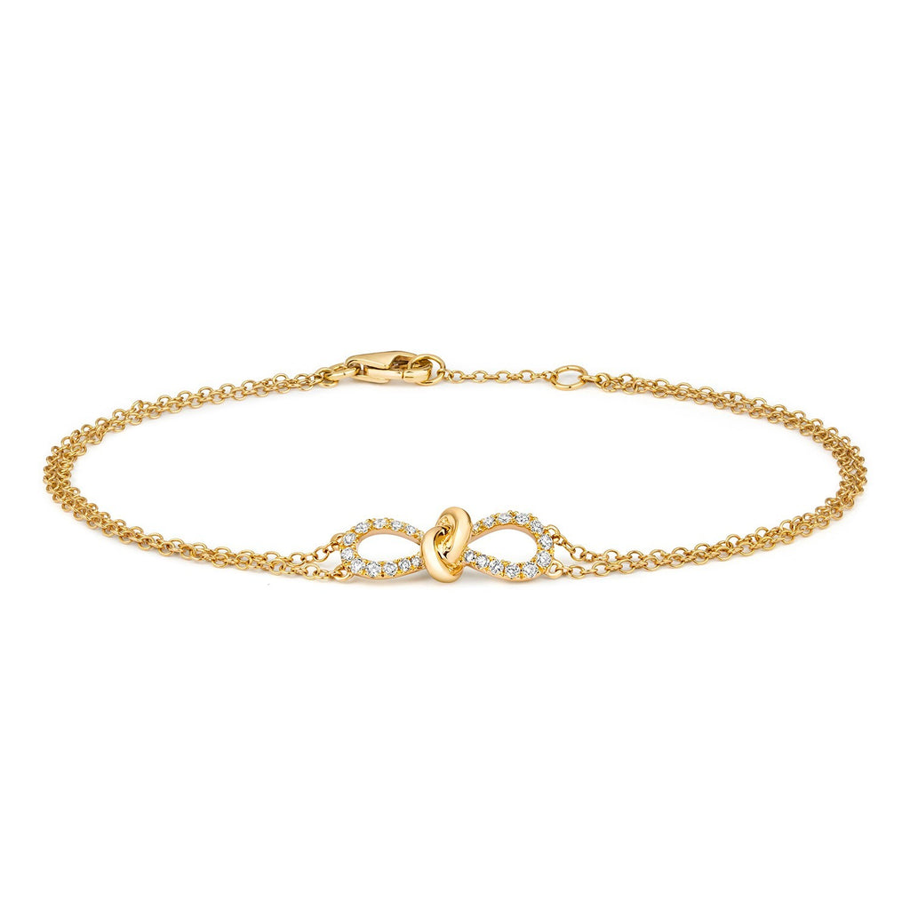 Infinity Natural Diamond 18ct Yellow Gold Bracelet 375 Hallmarked British Made