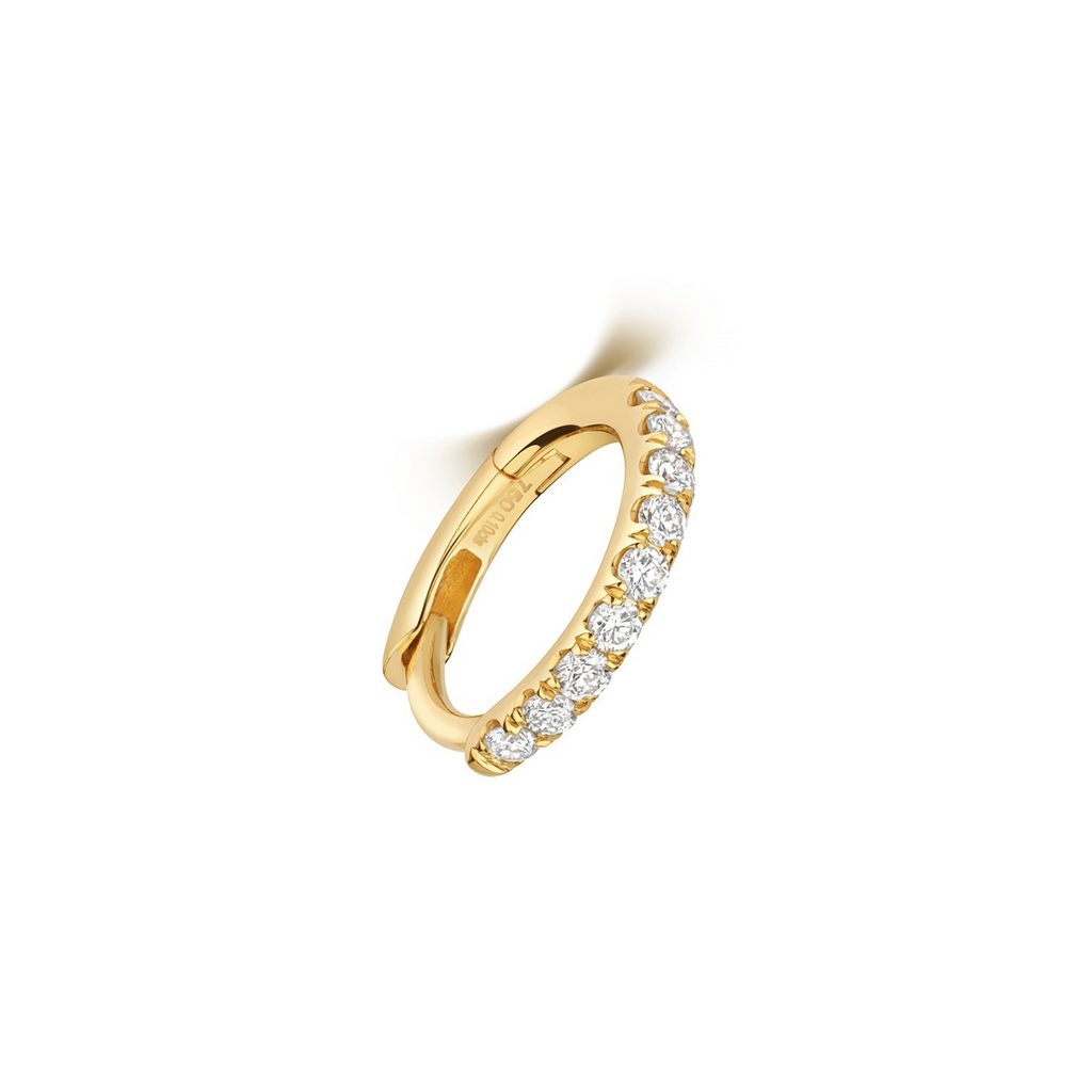 7.8mm 9 Natural Diamond Hoop Earring 18ct Yellow Gold Hallmarked British Made