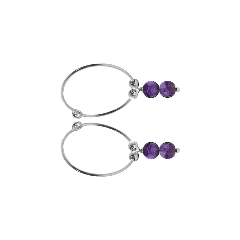 Amethyst Double Drop Hoop Earrings Sterling Silver 925 Hallmark Brand New Boxed