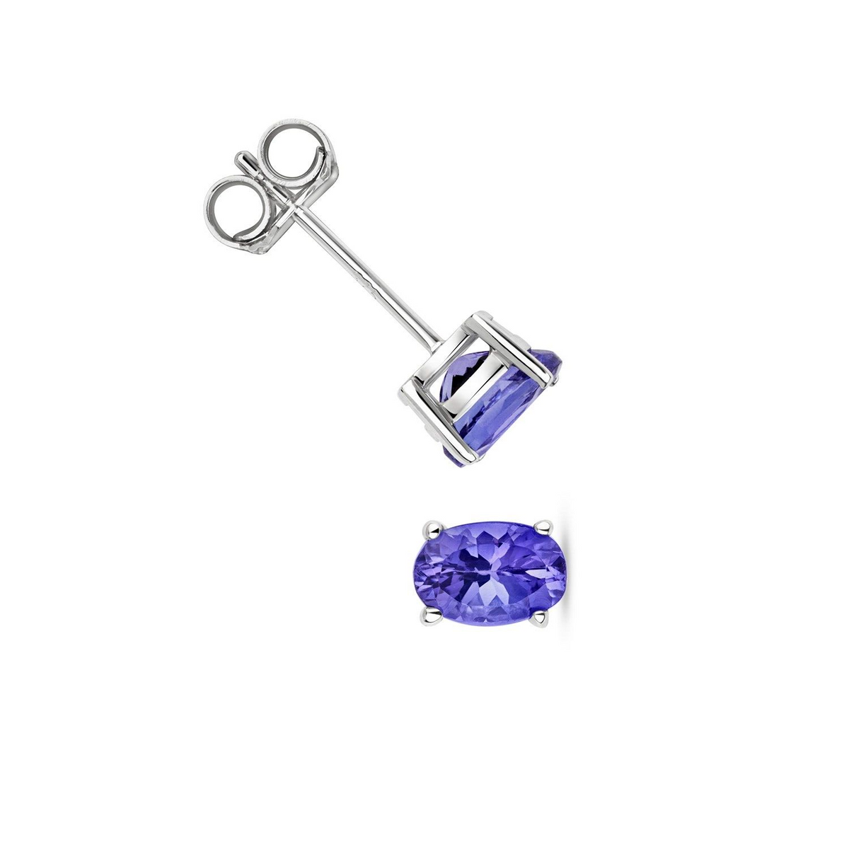 Oval Tanzanite Earrings 9ct White Gold 375 Hallmarked New Boxed British Made