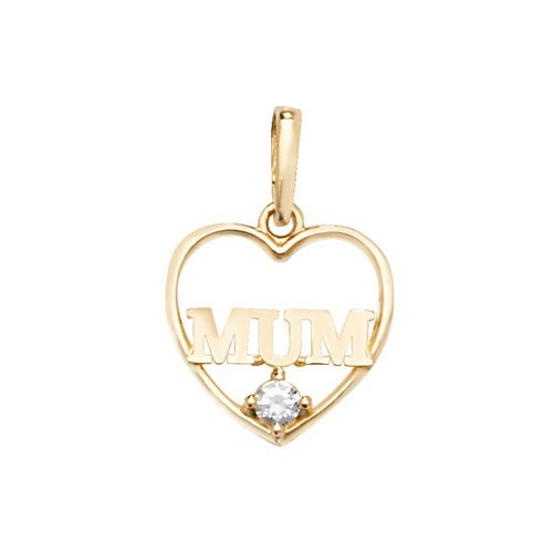Mum Heart 9ct Yellow Gold Pendant 375 Hallmarked All Chain Lengths