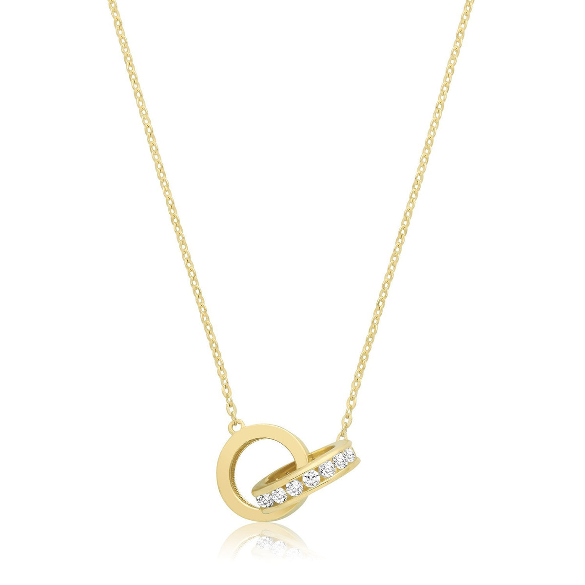 Sparkling Linked Ring Necklace 9ct Yellow Gold 375 Hallmarked British Made
